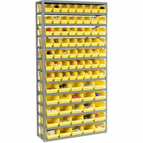 Global Industrial Steel Shelving, Total 81 4inH Plastic Shelf Bins Yellow, 36x12x72-13 Shelves 603442YL
